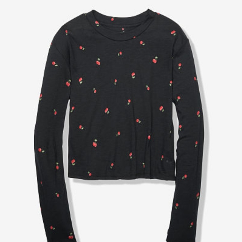 PINK Long Sleeve Cropped Tee